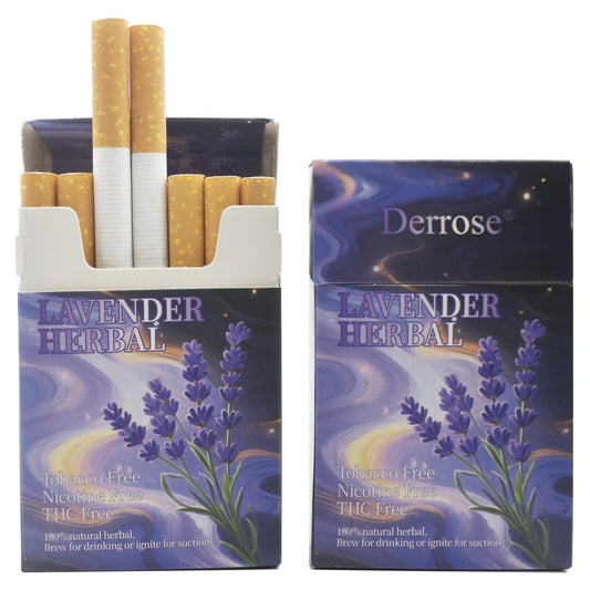 Derrose® Lavendel Kräuterstäbchen, Kräuterzigaretten, Nikotinfrei & Tabakfrei, Hilfe beim Rauchstopp, Bessere Wirkung in Kombination mit Nikotinpflastern, Raucherentwöhnung, 2er-Pack – 40 Sticks