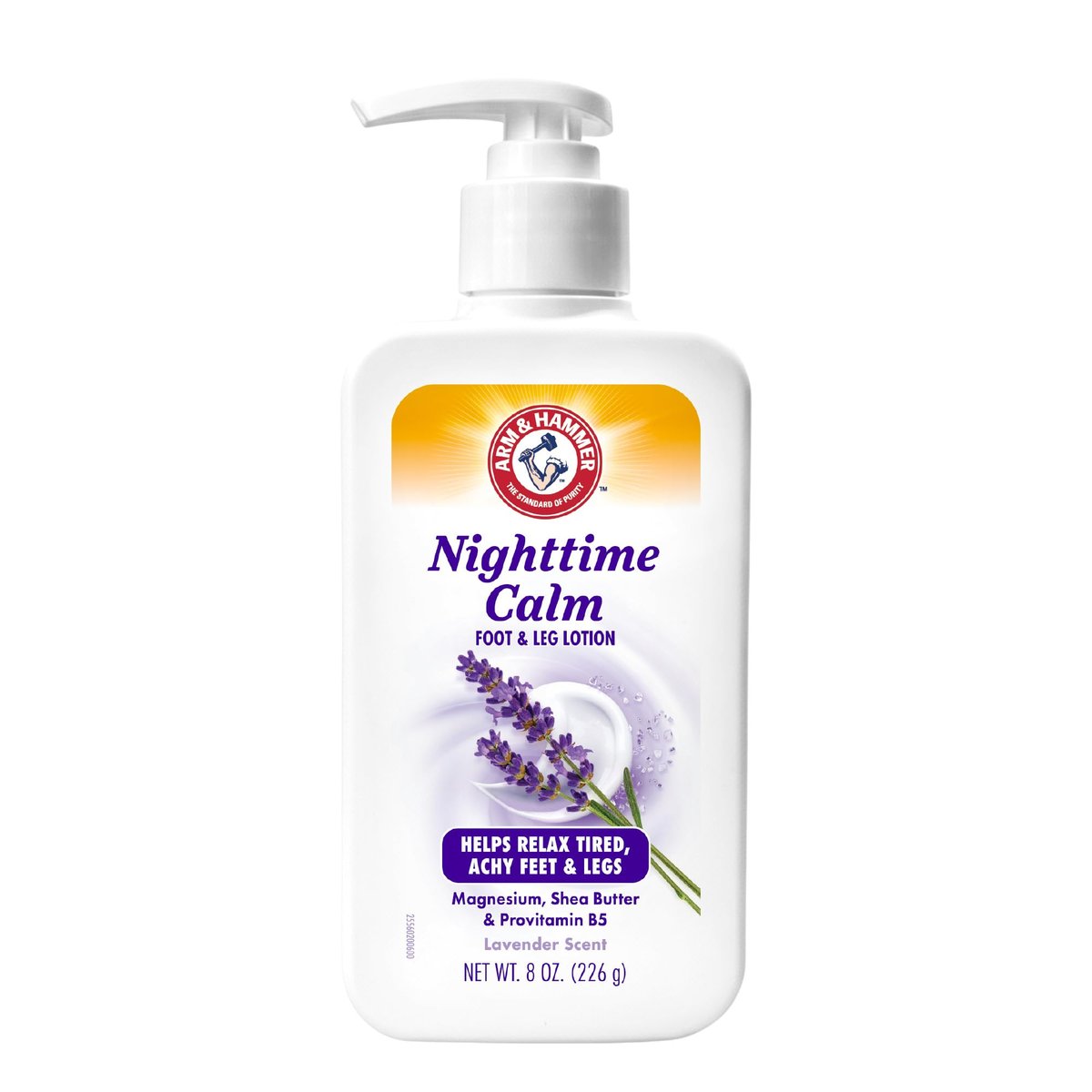 Arm & Hammer™ Nighttime Calm Fuß- und Beinlotion mit Magnesium – Lavendelduft – 8 Unzen – Feuchtigkeitsspendende & pflegende Magnesiumlotion mit Sheabutter & Provitamin B5 für die Schlafroutine