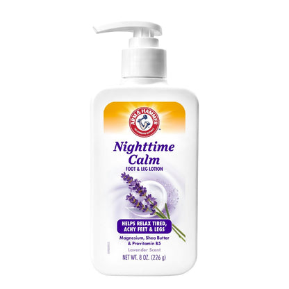 Arm & Hammer™ Nighttime Calm Fuß- und Beinlotion mit Magnesium – Lavendelduft – 8 Unzen – Feuchtigkeitsspendende & pflegende Magnesiumlotion mit Sheabutter & Provitamin B5 für die Schlafroutine