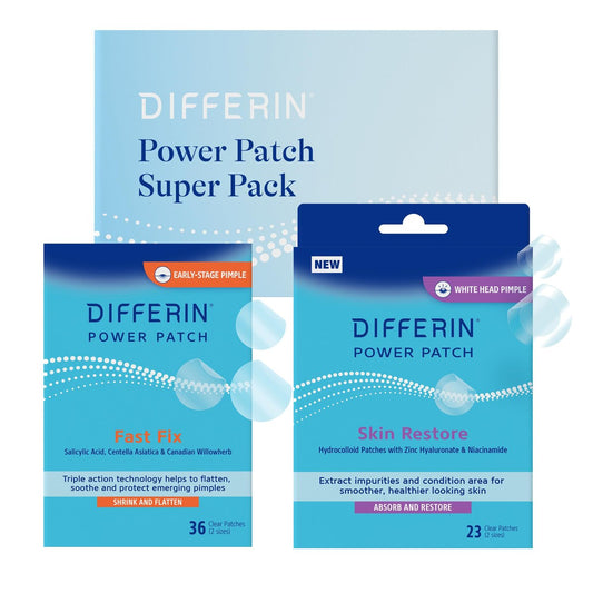 Differin Complete Acne Kit – Pflaster gegen Pickel mit Salicylsäure und Centella Asiatica (36 Stück) + Hydrokolloid-Pflaster mit Niacinamid (23 Stück) – Dermatologisch getestet