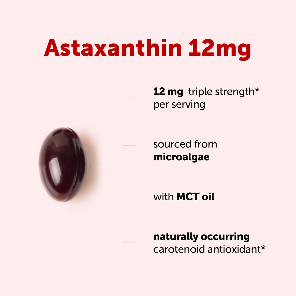 Micro Ingredients Astaxanthin 12mg mit MCT-Öl, 45 Softgels – Hochwertiges Astaxanthin Antioxidans Präparat* | Aus frischer Mikroalgenquelle | Dreifache Stärke, Nicht-GVO, Glutenfrei, Ohne Soja