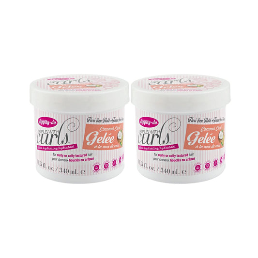 Dippity-Do Girls With Curls Ultra-Hydrating Flexi-Firm Hold Coconut Curl Gelee Duo – Kokosnuss-Haar Gel für Locken, Wellen und Coily Hair, 2er-Pack (je 6,5 Fl Oz)