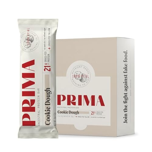 PRIMA Cookie Dough Protein Bar | 21g Weideprotein & Kollagen | Ohne Samenöle, ohne Konservierungsstoffe, mit Rohhonig gesüßt | 7er Pack