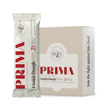 PRIMA Cookie Dough Protein Bar | 21g Weideprotein & Kollagen | Ohne Samenöle, ohne Konservierungsstoffe, mit Rohhonig gesüßt | 7er Pack