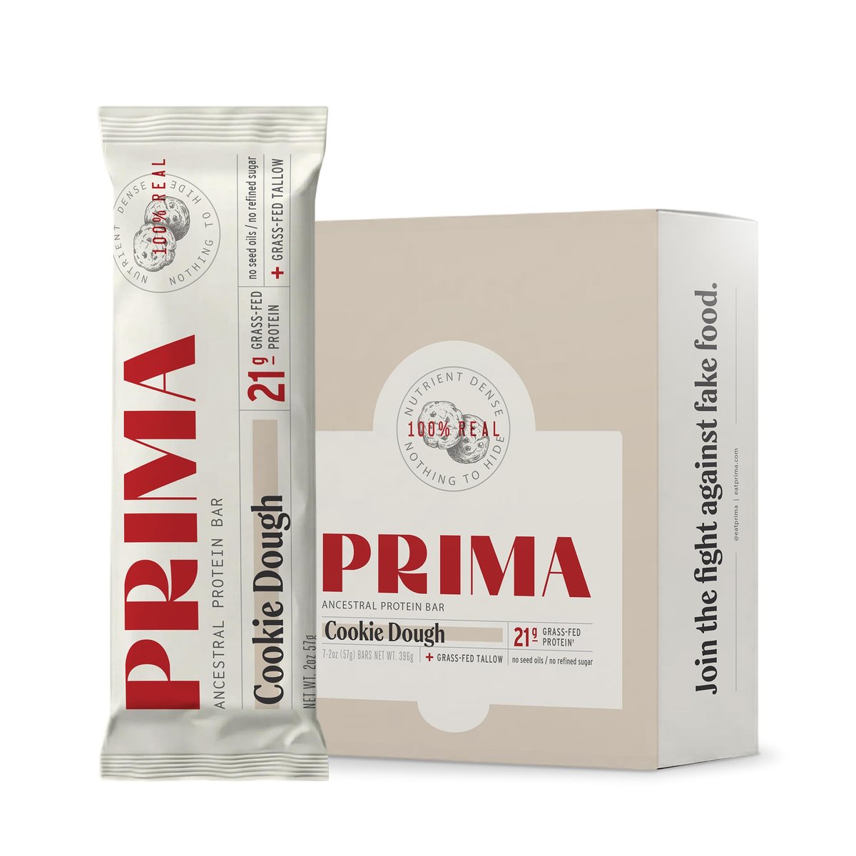PRIMA Cookie Dough Protein Bar | 21g Weideprotein & Kollagen | Ohne Samenöle, ohne Konservierungsstoffe, mit Rohhonig gesüßt | 7er Pack