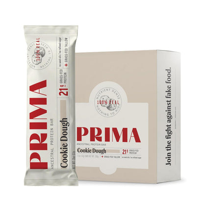 PRIMA Cookie Dough Protein Bar | 21g Weideprotein & Kollagen | Ohne Samenöle, ohne Konservierungsstoffe, mit Rohhonig gesüßt | 7er Pack