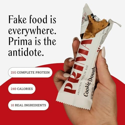 PRIMA Cookie Dough Protein Bar | 21g Weideprotein & Kollagen | Ohne Samenöle, ohne Konservierungsstoffe, mit Rohhonig gesüßt | 7er Pack