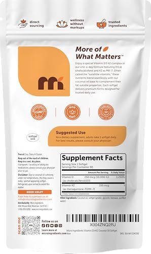 Micro Ingredients Vitamin D3 10.000 IE + K2 MK-7 200 mcg pro Portion, 90 Softgels | Hochdosiertes 2-in-1 D3 K2 Präparat | Leicht zu schluckende Softgels mit Kokosöl | Ohne Gentechnik, Glutenfrei