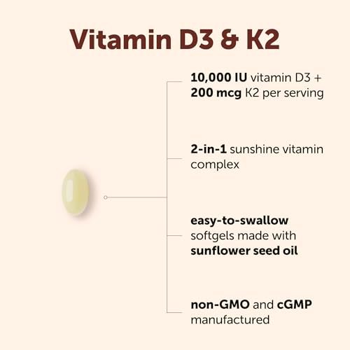 Micro Ingredients Vitamin D3 10.000 IE + K2 MK-7 200 mcg pro Portion, 90 Softgels | Hochdosiertes 2-in-1 D3 K2 Präparat | Leicht zu schluckende Softgels mit Kokosöl | Ohne Gentechnik, Glutenfrei