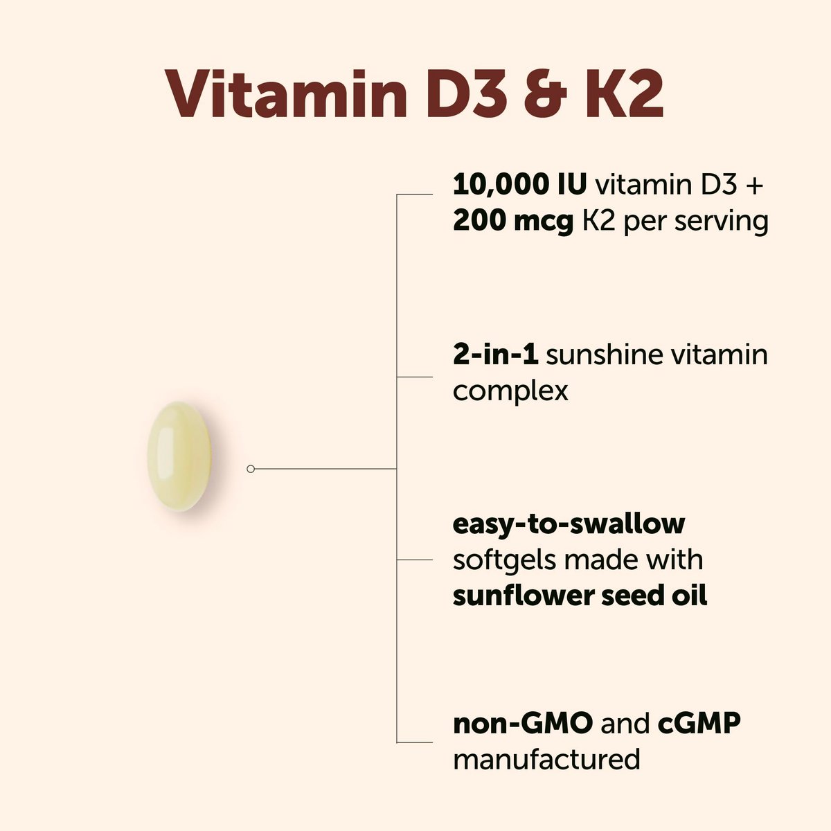 Micro Ingredients Vitamin D3 10.000 IE + K2 MK-7 200 mcg pro Portion, 90 Softgels | Hochdosiertes 2-in-1 D3 K2 Präparat | Leicht zu schluckende Softgels mit Kokosöl | Ohne Gentechnik, Glutenfrei