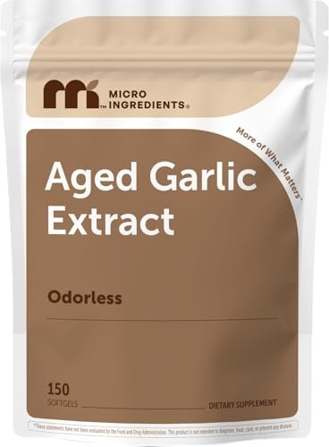 Micro Ingredients Geruchsloser Knoblauch, 150 Weichkapseln | 2 Jahre gereifter Knoblauchextrakt | Angebaute Allium sativum Zwiebel | Natürliches pflanzliches Nahrungsergänzungsmittel | Non-GMO, Glutenfrei