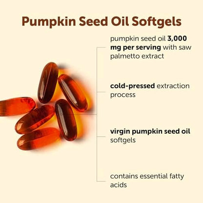 Micro Ingredients Kürbiskernöl mit Sägepalme, 75 Softgels | Kaltgepresst, reines natives Öl, essentielle Fettsäuren & Phytosterine | Natürliches Kräuterergänzungsmittel | Non-GMO