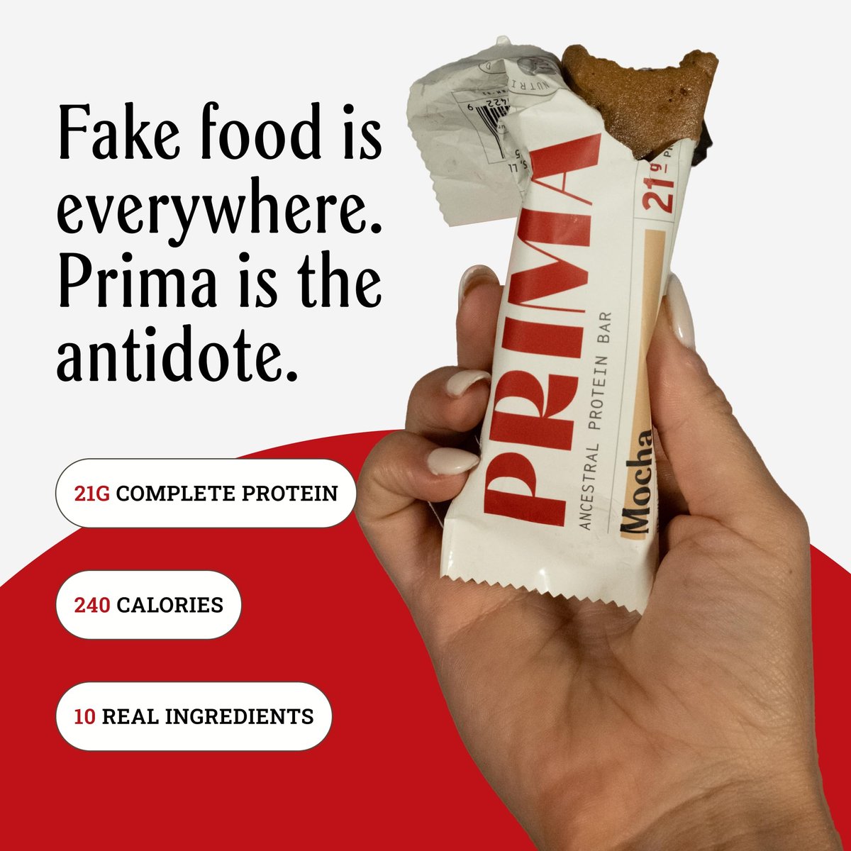 Prima Ancestral Protein Bar - Weideprotein-Riegel mit 21g Protein, Rindertalg, ohne Samenöle - Mokka, 7er Pack