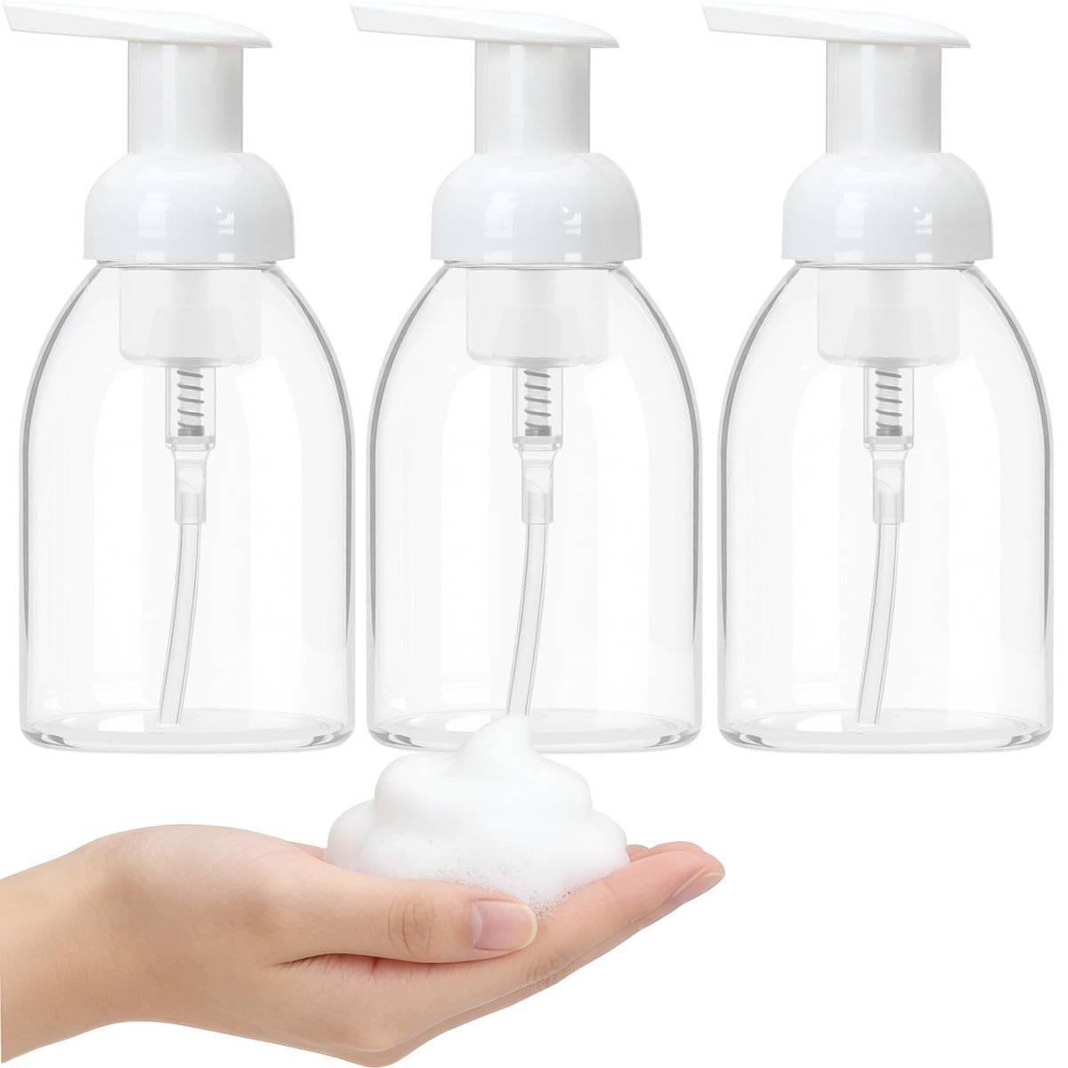 3er Pack 8oz Schaumseifenspender, BPA-frei, durchsichtiger Kunststoff, nachfüllbare Pumpflasche für Flüssigshampoo und Handseife