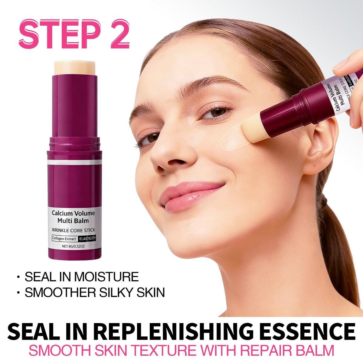 HUiPENGFEI Augenpflege-Set – Calcium Multi-Balm Stick + 30 Paar feuchtigkeitsspendende Augenpads, nährende Calcium-Volumen-Creme, kollagenfeuchtigkeitsspendend, sanft zur Haut, tägliche Augenpflege