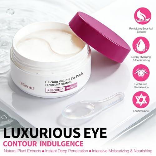 HUiPENGFEI Augenpflege-Set – Calcium Multi-Balm Stick + 30 Paar feuchtigkeitsspendende Augenpads, nährende Calcium-Volumen-Creme, kollagenfeuchtigkeitsspendend, sanft zur Haut, tägliche Augenpflege