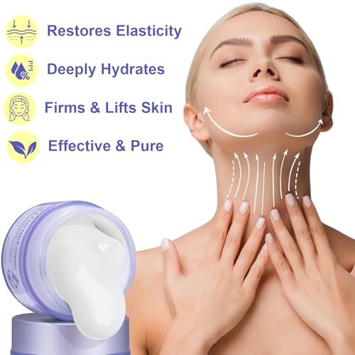 Daiasns Halsstraffende Creme – Anti-Aging Halscreme gegen schlaffe Haut, 1,7 Fl Oz Hals- und Dekolleté-Creme mit 4% Cupuaçu-Butter, Hyaluronsäure & Koffein, glättet Falten & feine Linien für Frauen & Männer