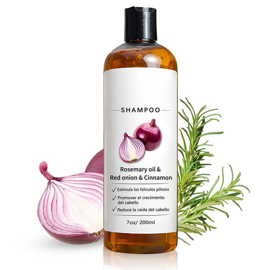 Zwiebel-Shampoo für Männer mit Rosmarinöl, rote Zwiebel, Zimtextrakt – Stärkt die Haarwurzeln, beugt Haarausfall vor (200 ml)