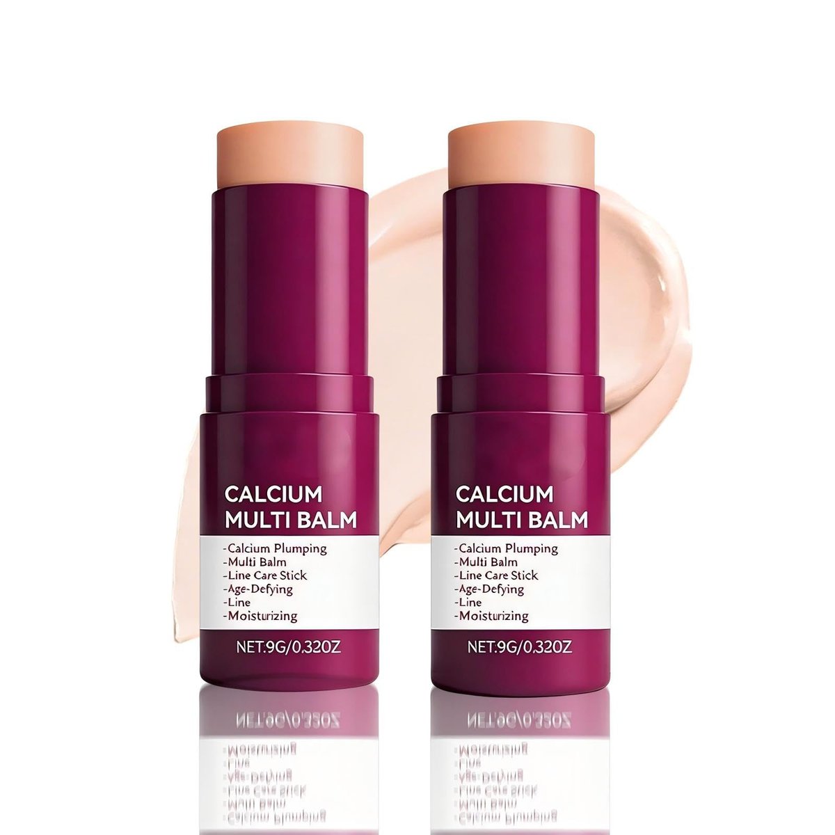 BOWOKI Calcium Multi Balm Stick 2er-Pack, Kollagen-Feuchtigkeitsstick, Anti-Aging, Falten-Stick, Straffend, Hydratisierend, für Augen, Hals und Gesicht
