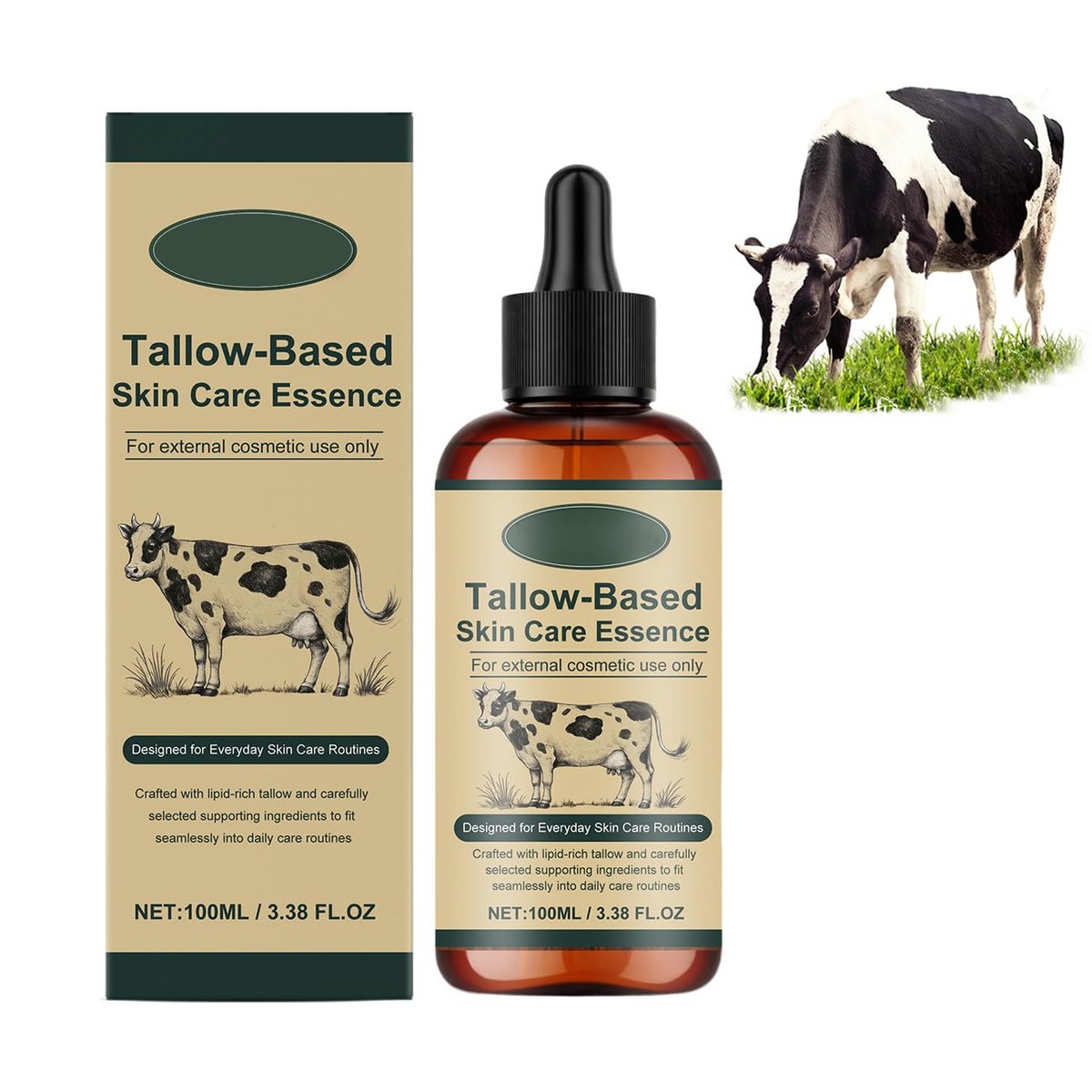 Golden Micro Peptide Tallow Serum – Anti-Aging Essence mit täglicher Feuchtigkeitspflege für einen gesunden Glanz, 100 ml (3,38 fl oz) – Neue verbesserte Formel