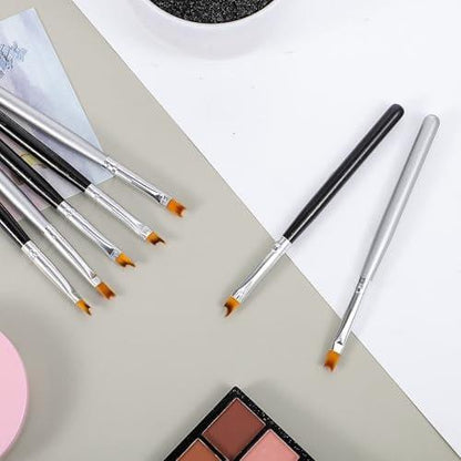 TIESOME 8-teiliges French-Nagelbürsten-Set, schräge Kopfform für French-Maniküre, mondförmige Nagelmalpinsel, Holzgriff, feine Spitze für Salon und Zuhause, einfache Kontrolle für klassische weiße Spitzen