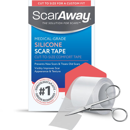 ScarAway Klare Silikon-Narbenband, medizinische Qualität, zuschneidbar, für Operations-, Verbrennungs-, hypertrophe und Keloide Narben, selbstklebend, wasserbeständig, 152,4 cm x 4 cm Rolle