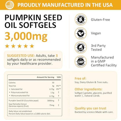 PhytoVital Kürbiskernöl mit Sägepalme Kapseln, 3000mg, 150 Softgels | Kaltgepresstes reines Jungfernöl | Essentielle Fettsäuren, Phytosterine | Immun-, Haar-, Blasen- & Prostatastütze | Non-GMO, 1 Pack