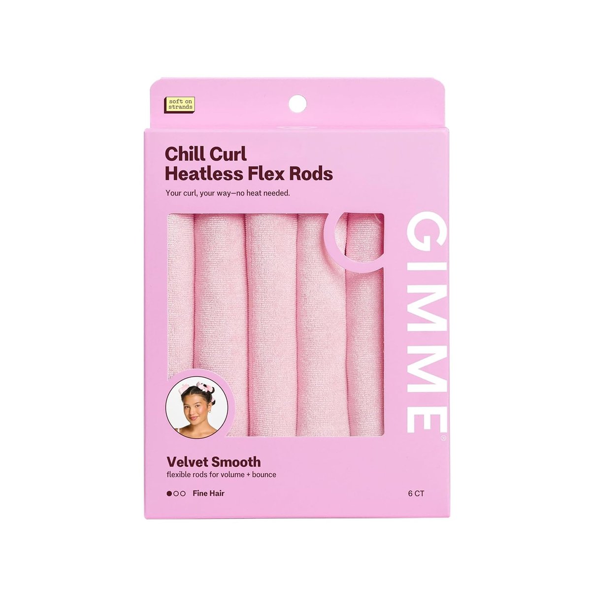 Gimme Beauty Chill Curl Heatless Flex Lockenwickler – Sanfte & Biegsame Haarwickler für Locken über Nacht – Sprungkraftige Wellen mit Frizz-freiem Finish – Sicherer Halt durch Druckknopf – Für feines Haar, 6 Stück