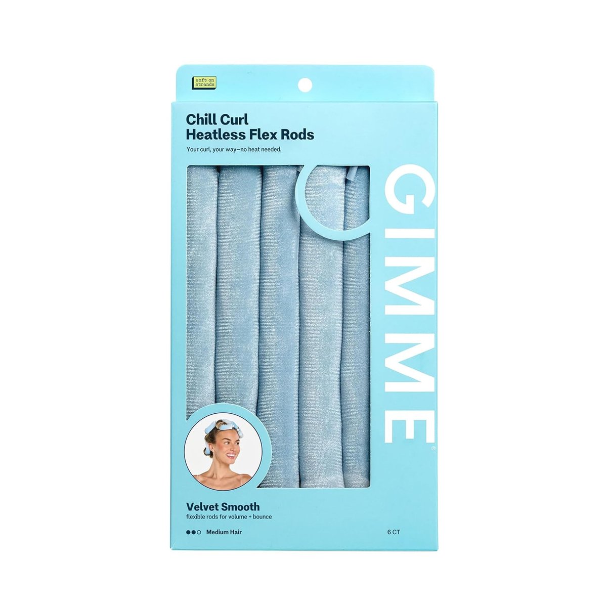 Gimme Beauty Chill Curl Heatless Flex Rods – Sanfte & biegsame Lockenwickler für mühelose Locken über Nacht – 6 Stück für mittleres Haar