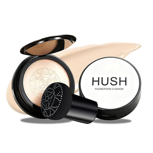 Hush Natural Glow Foundation für reife Haut – 2026 Mushroom Head Air Cushion CC Cream, vollständige Deckkraft, langanhaltende BB Cream für ältere Frauen, natürlicher strahlender Glanz für helle/mittelwarme Hauttöne