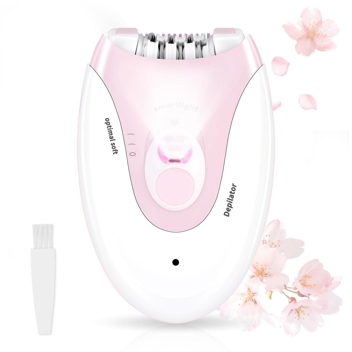Epilator für Frauen – 2 Geschwindigkeiten, sanfte Gesichtsepilatoren mit LED, kabelloser langlebiger Haarentferner für Achseln/Beine/Bikinizone/Arme/Gesicht – Pink