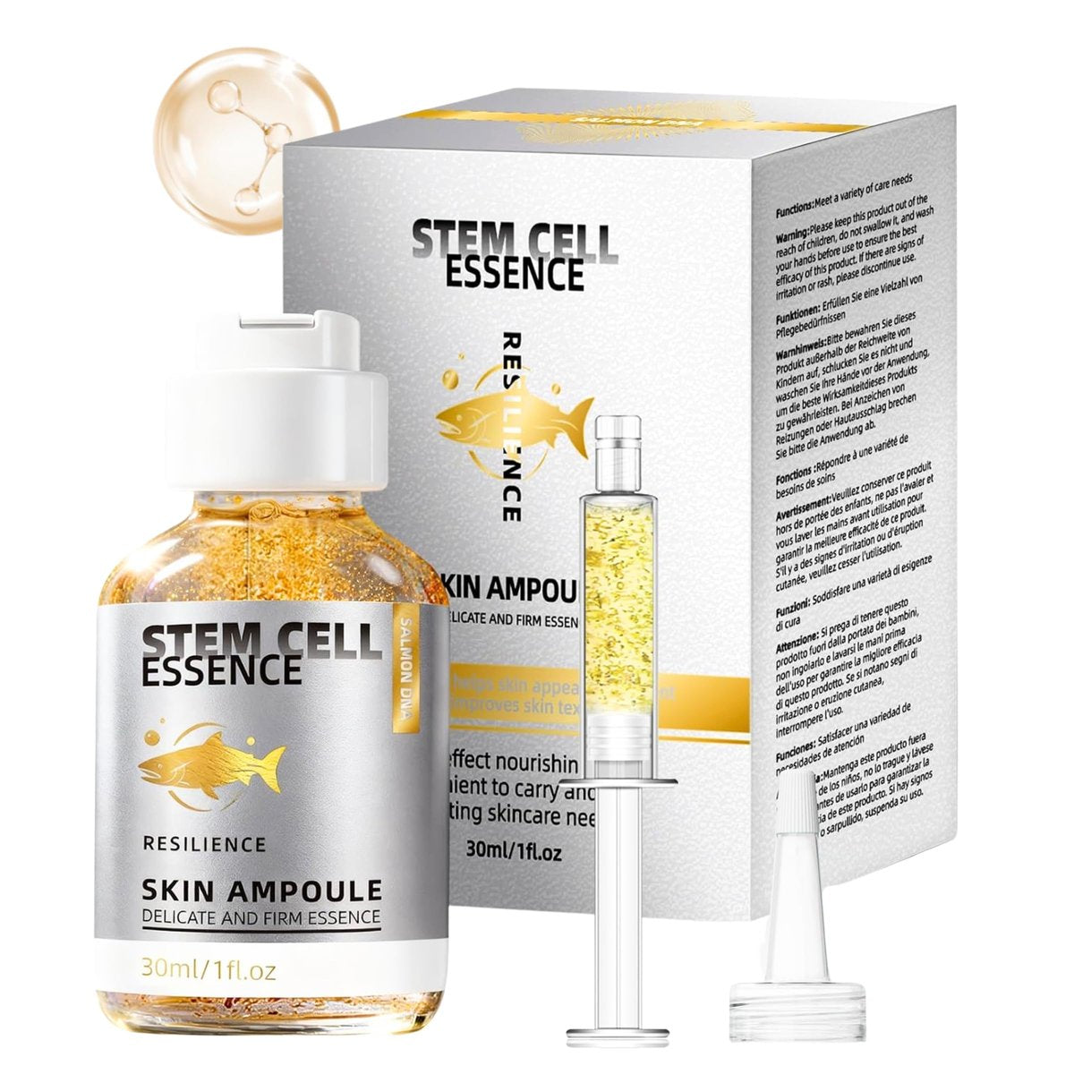 Salmon DNA Serum mit PDRN – Microneedling Ampulle für Falten, Narben und Hautreparatur, Anti-Aging Feuchtigkeitsbooster, Straffendes Serum mit Derma Roller und Pen für strahlendes Gesicht oder Körper
