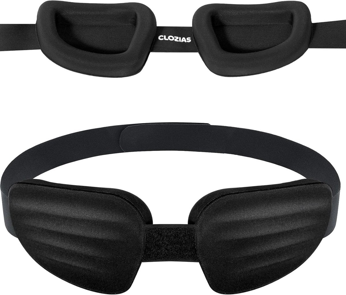 CLOZIA Schlafmaske für Männer und Frauen, verstellbare Schlafbrille, blickdichte Augenmaske für erholsamen Schlaf, weich und bequem für Reisen und Schichtarbeit, Schwarz