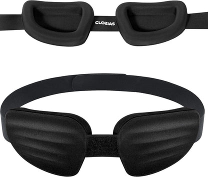 CLOZIA Schlafmaske für Männer und Frauen, verstellbare Schlafbrille, blickdichte Augenmaske für erholsamen Schlaf, weich und bequem für Reisen und Schichtarbeit, Schwarz