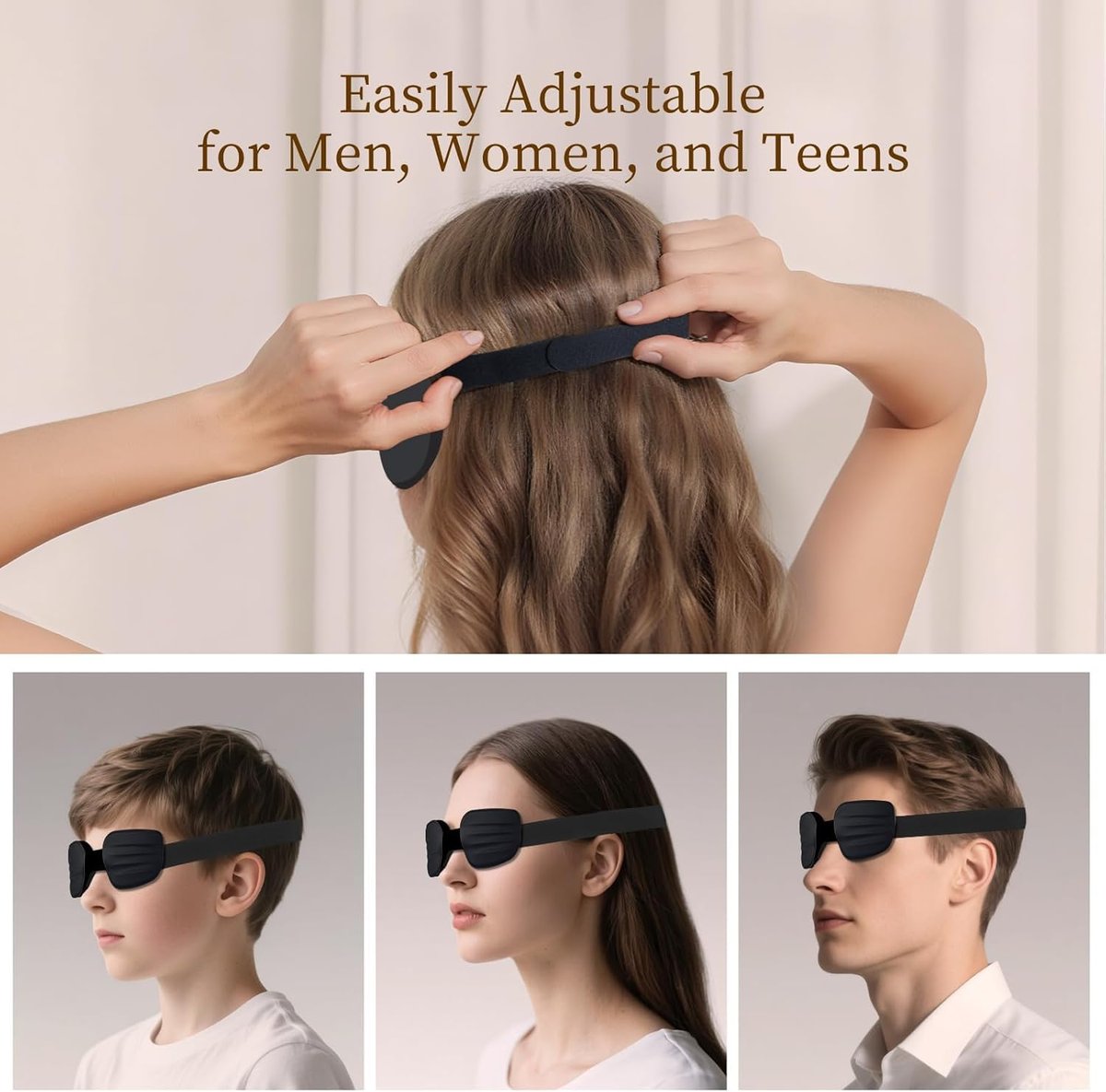 CLOZIA Schlafmaske für Männer und Frauen, verstellbare Schlafbrille, blickdichte Augenmaske für erholsamen Schlaf, weich und bequem für Reisen und Schichtarbeit, Schwarz