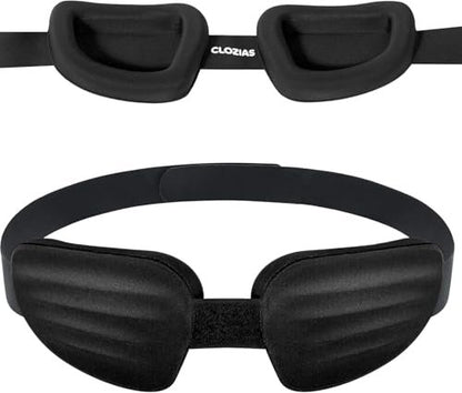 CLOZIA Schlafmaske für Männer und Frauen, verstellbare Schlafbrille, blickdichte Augenmaske für erholsamen Schlaf, weich und bequem für Reisen und Schichtarbeit, Schwarz