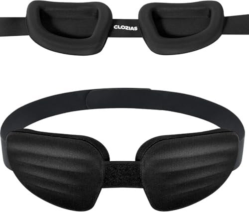 CLOZIA Schlafmaske für Männer und Frauen, verstellbare Schlafbrille, blickdichte Augenmaske für erholsamen Schlaf, weich und bequem für Reisen und Schichtarbeit, Schwarz