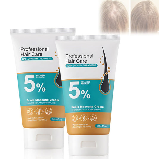 2er-Pack 5% Haarwuchs Kopfhaut Massagecreme, Professionelle Haarpflegecreme gegen Haarausfall mit Rosmarin und Biotin für Männer & Frauen, Schnelles Nachwachsen & Stärkung der Haarwurzeln (100g)