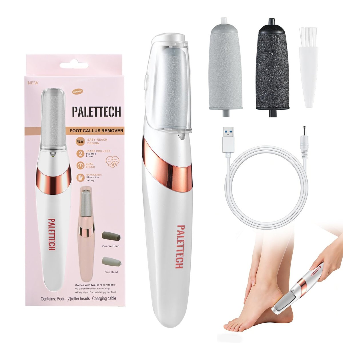 Elektrischer Hornhautentferner, wiederaufladbarer Fußfeilen-Pediküre-Set für harte, trockene, rissige Haut, professionelle Fußpflege für glatte Füße, ideales Geschenk für Frauen und Männer