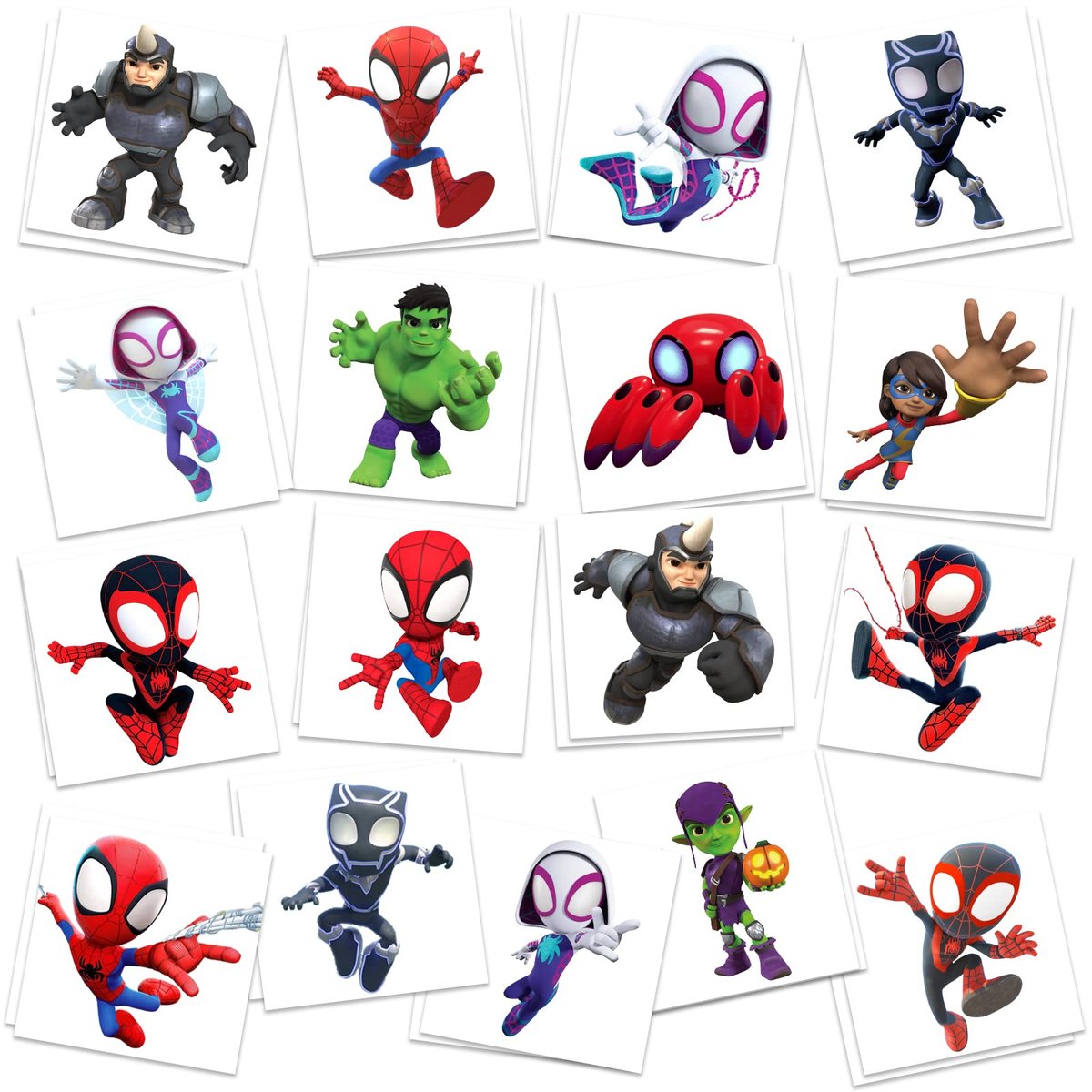 Spidey Geburtstagsparty-Zubehör, 34 temporäre Tattoos, Partygeschenke, abnehmbare Aufkleber-Tattoos für Goodie Bags, Geschenktüten, Spidey-Dekoration