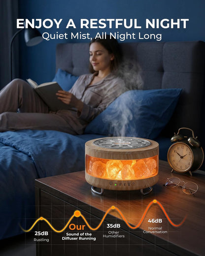 Ultraschall-Aromatherapie-Diffuser mit Himalaya-Salzlampe, 350 ml, 7 LED-Farben, Timer & Auto-Abschaltung für Zuhause, Büro, Schlafzimmer, Spa & Yoga