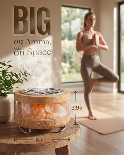 Ultraschall-Aromatherapie-Diffuser mit Himalaya-Salzlampe, 350 ml, 7 LED-Farben, Timer & Auto-Abschaltung für Zuhause, Büro, Schlafzimmer, Spa & Yoga