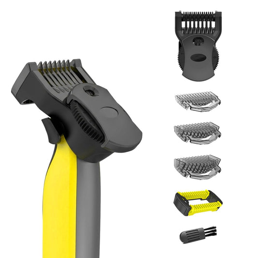14-in-1 Verstellbarer Führungskamm kompatibel mit OneBlade QP2520 QP2530 QP2620 QP2630 QP2724 QP2834, inkl. 0,4-10 mm Verstellkamm, 1/3/5 mm Aufsätze und Körperkamm, Ersatz-Trimmeraufsatz