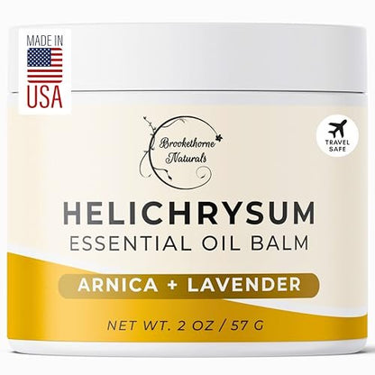 Brookethorne Naturals Helichrysum-Balsam | Hochkonzentrierter Helichrysum-Balsam für empfindliche Haut | mit Arnika, Rizinusöl & Lavendel | 60 ml