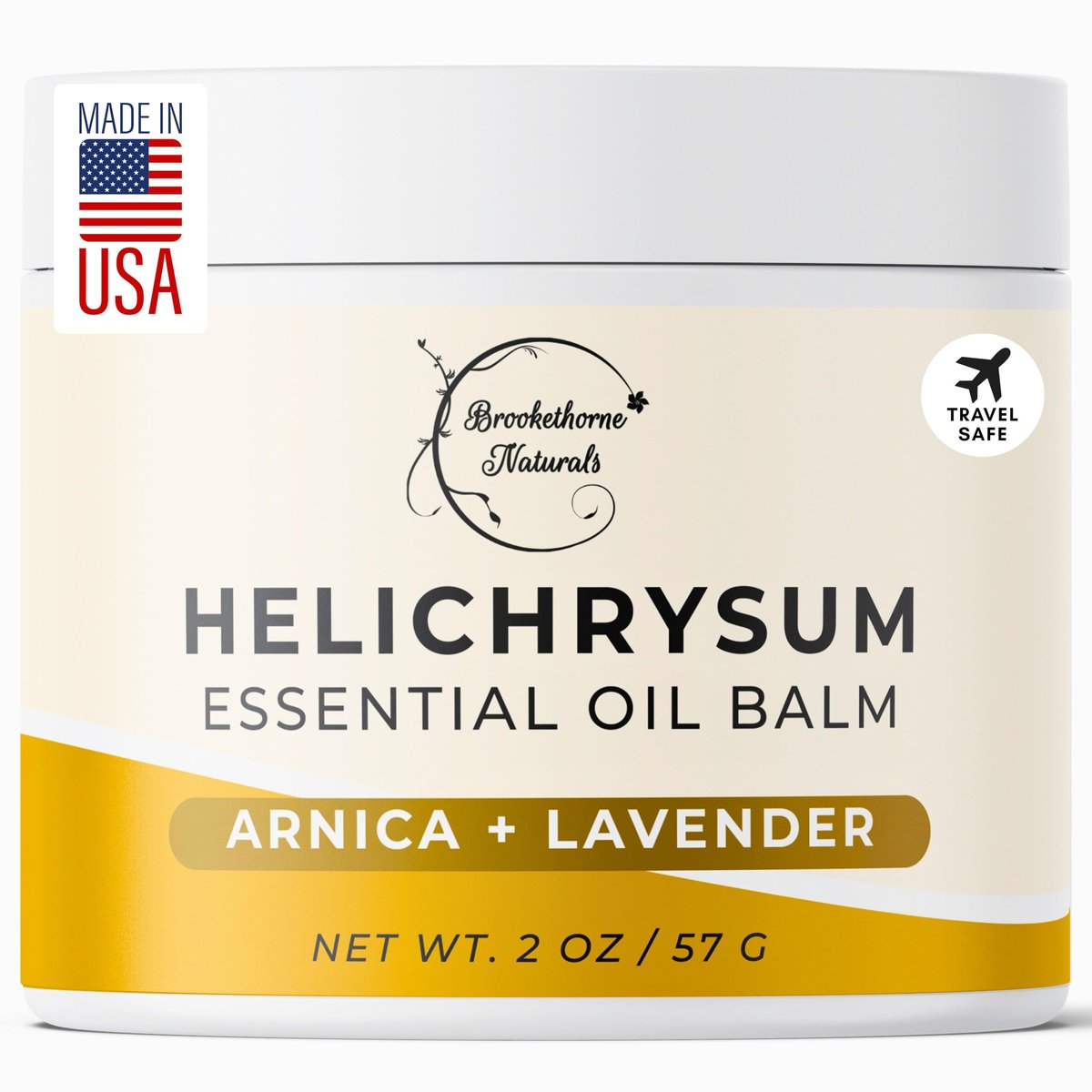Brookethorne Naturals Helichrysum-Balsam | Hochkonzentrierter Helichrysum-Balsam für empfindliche Haut | mit Arnika, Rizinusöl & Lavendel | 60 ml