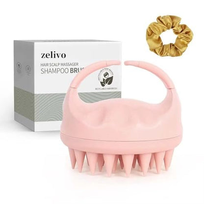 Kopfhautmassagegerät Shampoo-Bürste, Sanfte Silikonborsten, Peeling für Schuppenentfernung, Haarbürste für nasses/trockenes Haar, Pink
