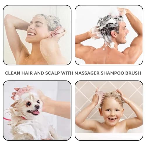Kopfhautmassagegerät Shampoo-Bürste, Sanfte Silikonborsten, Peeling für Schuppenentfernung, Haarbürste für nasses/trockenes Haar, Pink