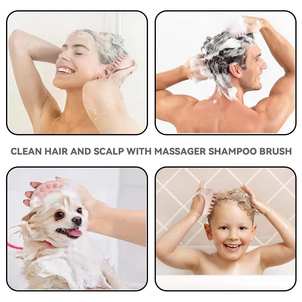 Kopfhautmassagegerät Shampoo-Bürste, Sanfte Silikonborsten, Peeling für Schuppenentfernung, Haarbürste für nasses/trockenes Haar, Pink