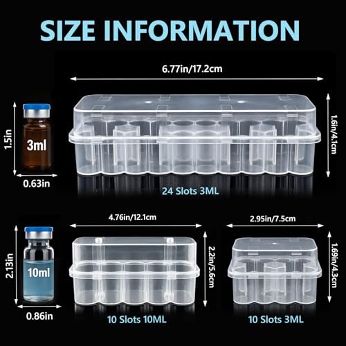 Peptide-Aufbewahrungsbox für Kühlschrank, 2er-Pack 3 ml Fläschchenhalter, 10-Fach Insulin- und Peptidflaschen-Organizer, transparente Diabetiker-Aufbewahrung (10 Slots 3ml+10ml)