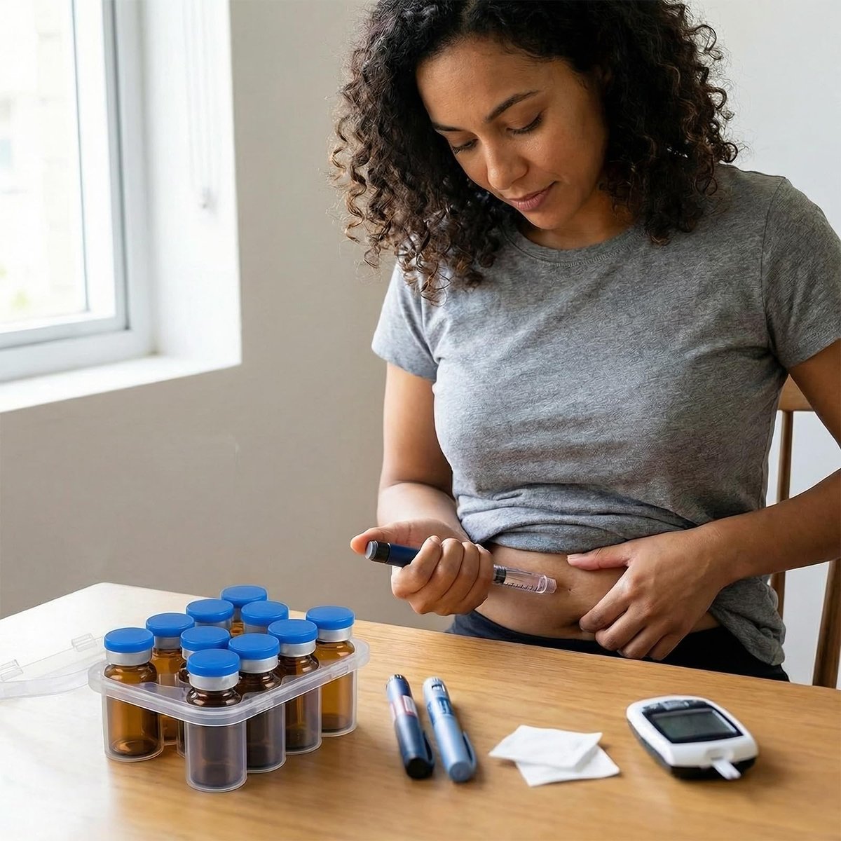 Peptide-Aufbewahrungsbox für Kühlschrank, 2er-Pack 3 ml Fläschchenhalter, 10-Fach Insulin- und Peptidflaschen-Organizer, transparente Diabetiker-Aufbewahrung (10 Slots 3ml+10ml)